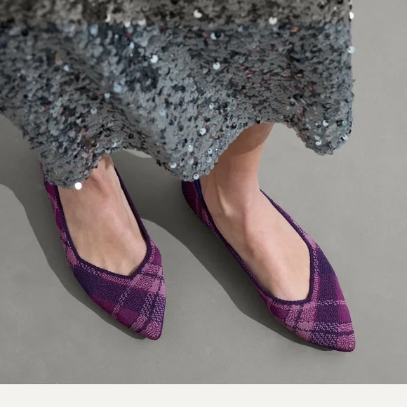 Rothy's The Point II - Purple Plaid Size 9 - Picture 2 of 3
